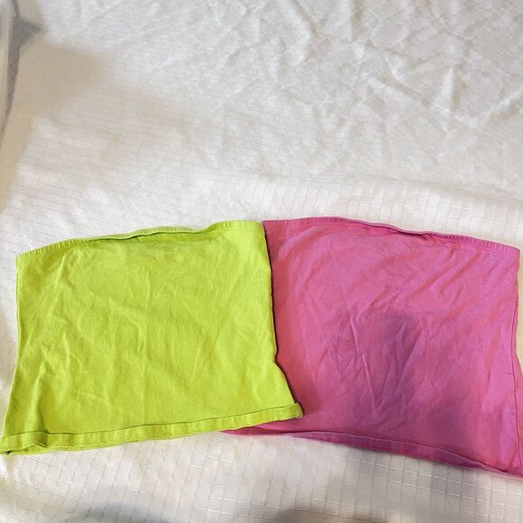 Derek Heart Cotton Blend Strapless Tube Top - Set of 2 Green & Pink - Medium - Picture 2 of 10